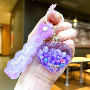 Purple Bow Cord with Glowing Bubble Beads and Heart / Quantity 1 is 1