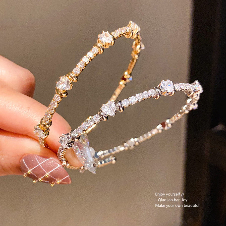 Wholesale Heart shaped inlaid sparkling zircon bracelet