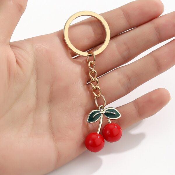 Wholesale Cute mini red transparent cherry keychain