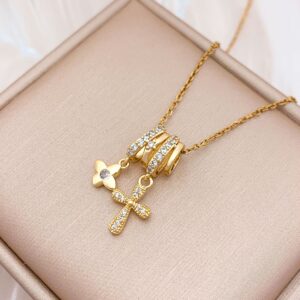 Xl4361 star cross combination necklace gold