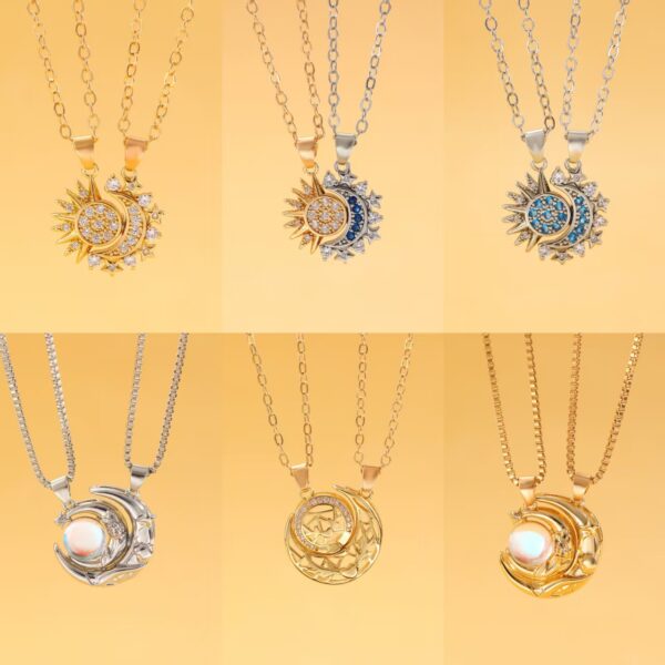 Wholesale Magnetic Sun Moon Lovers Necklace