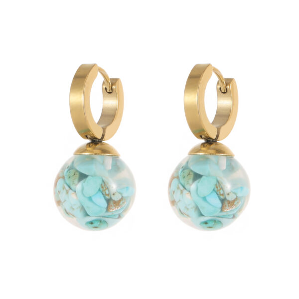 Wholesale Natural turquoise geometric titanium steel earrings