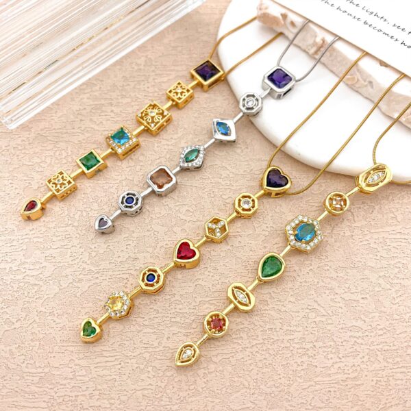 Wholesale Colorful Square Geometric Smart Necklace Niche Luxury Versatile Accessories
