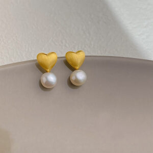 Brushed love freshwater pearl-silver needle
