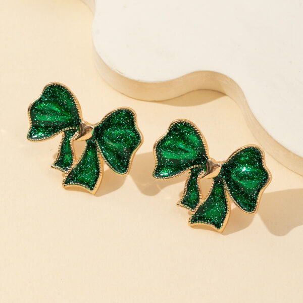 Wholesale Valentine's Day Christmas Bow Oil-Drip Earrings Red Green Onion Pink Delicate Earrings