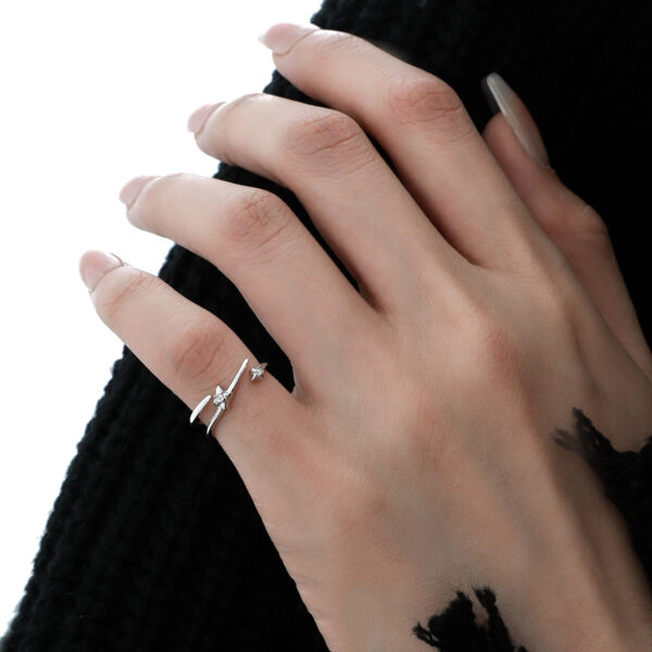 Wholesale New Star Track Zircon Niche Design Personalized Tail Ring Cold Style Light Luxury High-End Non-Fading Open Ring for Women