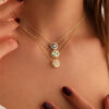 Wholesale Double sided hollow twelve constellation gold-plated necklace