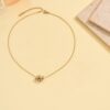 Wholesale Stainless steel gold double-ring linked artificial zircon necklace, bracelet, and earrings