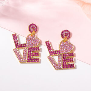 Wholesale Letter inlaid zircon Valentine's Day earrings