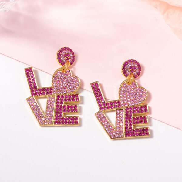 Wholesale Letter inlaid zircon Valentine's Day earrings