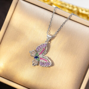 X8266 silver butterfly necklace