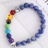 Wholesale Volcanic Stone Rainbow Stone Silver Dog Claw Seal Love Bracelet
