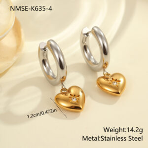 NMSE-K635-4 Heart Earrings / 18K