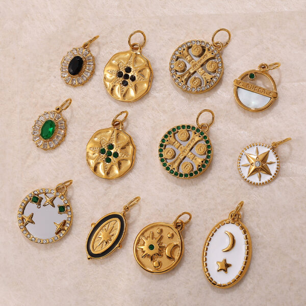 O1CN01Y99sHg1F2WxnV5skV_2216476030429-0-cib Wholesale Zircon Inlaid Starfish Round Stainless Steel Necklace Pendant