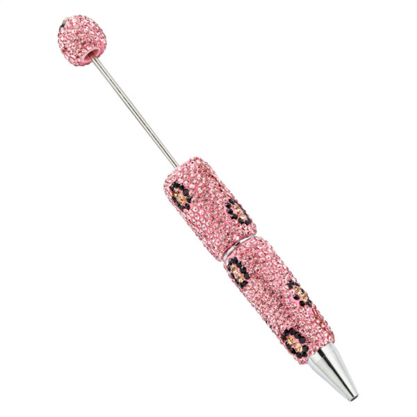 Wholesale Leopard print multi-color plastic diamond studded beadab pens