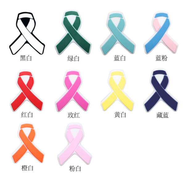 Wholesale 20pcs Cartoon Ribbon Publicity Prevention Awareness Warning Badge Silicone Beads