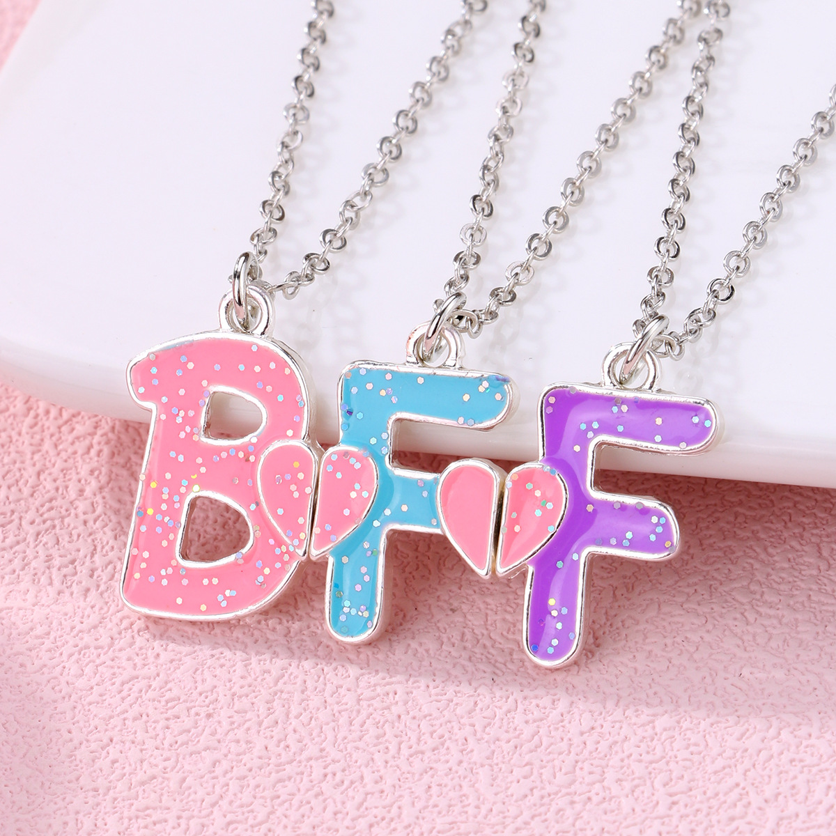 Wholesale B necklace simple letter clavicle chain love ing good friend set