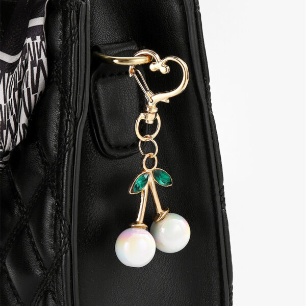 Wholesale Cute three-dimensional diamond studded red cherry keychain