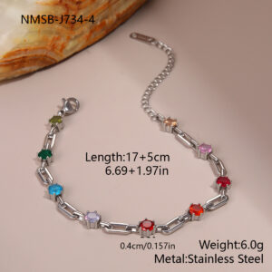 Nmsb-j734-4 steel color paper clip bracelet / 18K