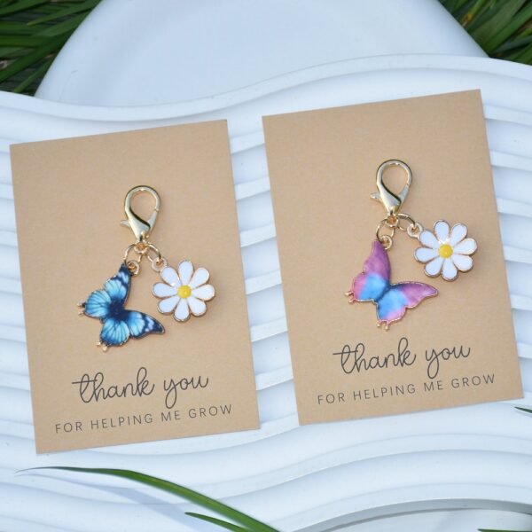 Wholesale 12-Piece Set Colorful Enamel Butterfly Daisy Keychains Handmade Bag Charms Key Accessories