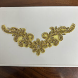 Gold v-neck flower