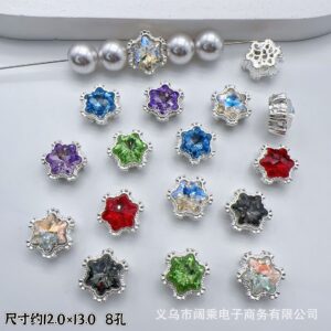 Wholesale Multi-Color Eight-Hole Crystal Glass Snowflake Diamond Spacer Beads