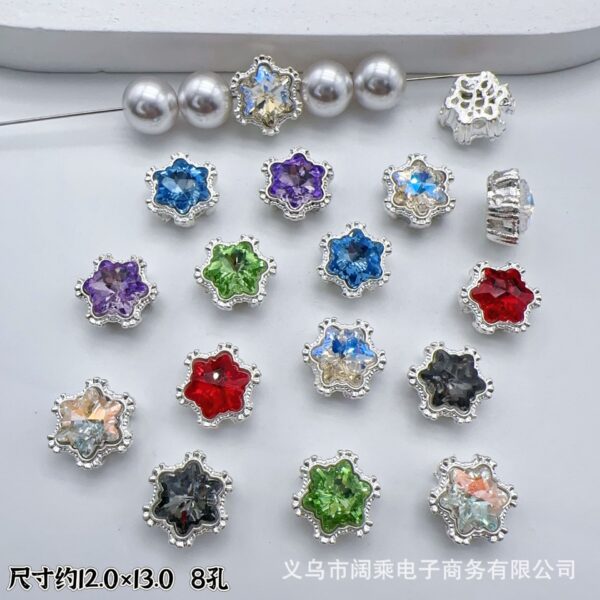 Wholesale Multi-Color Eight-Hole Crystal Glass Snowflake Diamond Spacer Beads