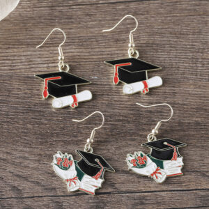 Wholesale Graduation Season Flower Bachelor's Hat Colored Earrings
