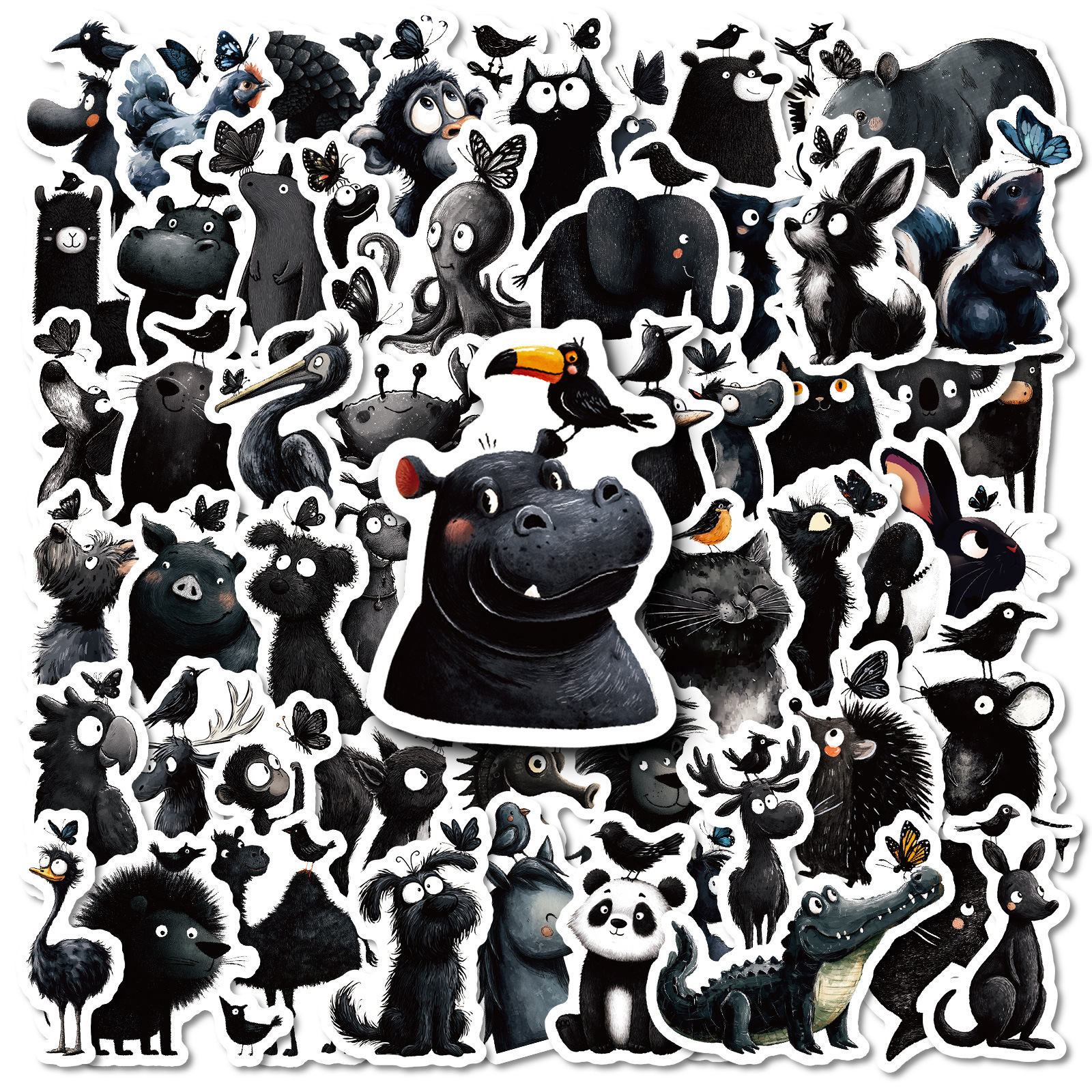 Wholesale 56 Black Animal Cartoon Stickers Creative Stickers