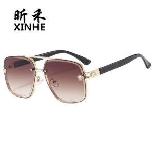 Wholesale fashionable men's and women's double beam polygon sunglasses