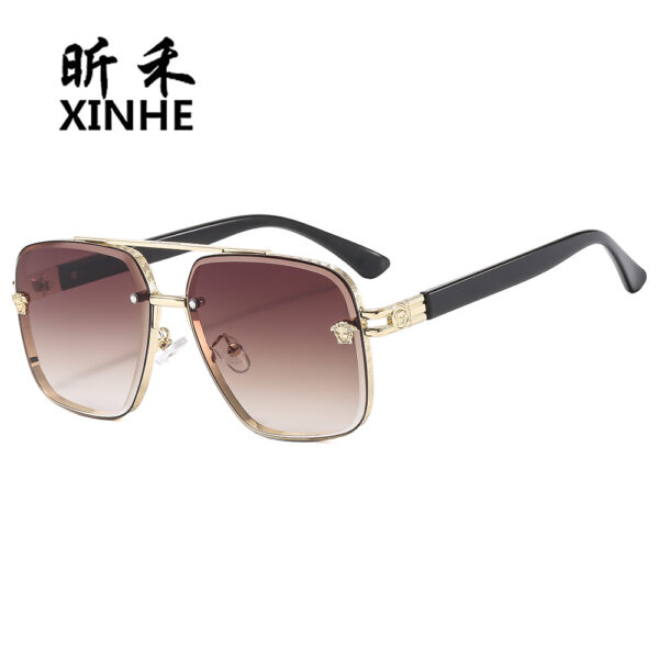 Wholesale fashionable men's and women's double beam polygon sunglasses