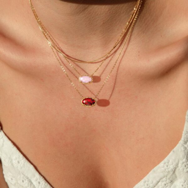 Wholesale Colored zircon natural stone oval necklace