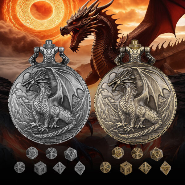 O1CN01YHPlgh1wPSEf4y7mP_2219096156300-0-cib Wholesale Embossed dragon standing, swinging tail containing dice pocket watch