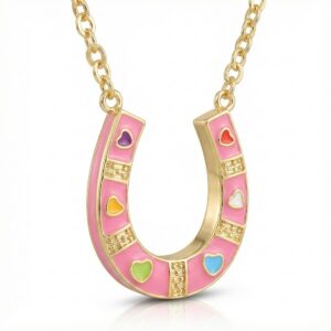 Pink horseshoe necklace