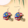 Wholesale Color-blocked Rugby Helmet-shaped Acrylic Earrings