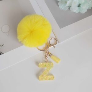 Yellow letter fur ball pendant/Z / One piece is also wholesale price