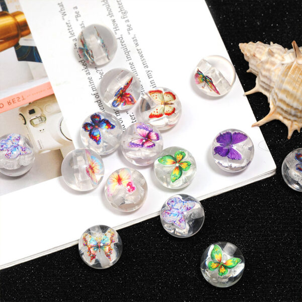 Wholesale transparent acrylic beads with built-in butterfly