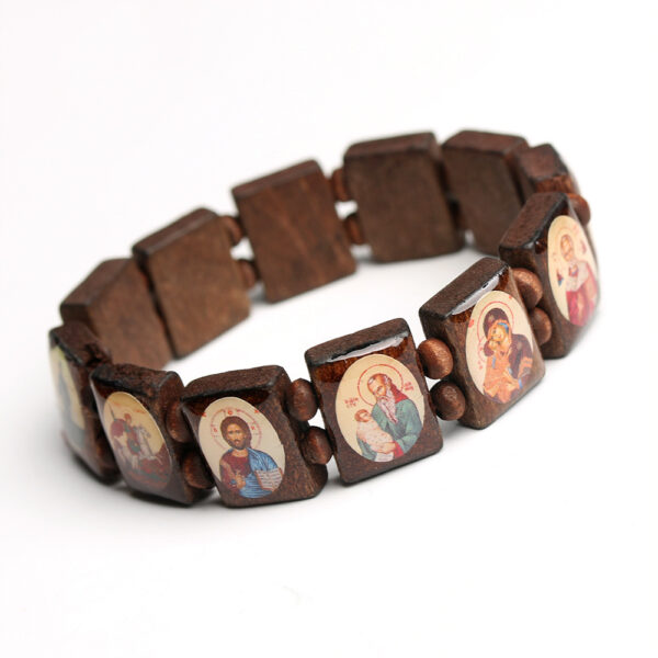 Wholesale Natural wooden oil dripping colored prayer bead bracelet