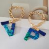Wholesale Mixed color blue English letter keychain