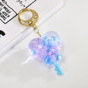 Sky blue / Light gold buckle + luminous love lollipop