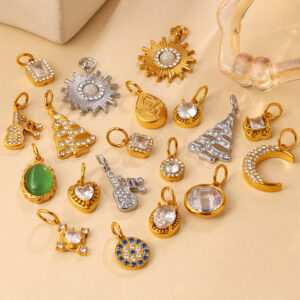 Wholesale Stainless Steel Zircon Sunflower Teardrop Pendant