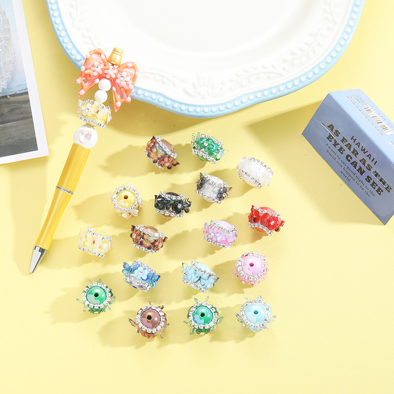 Wholesale Rhinestone Butterfly Beaded Straight Hole DIY Beads