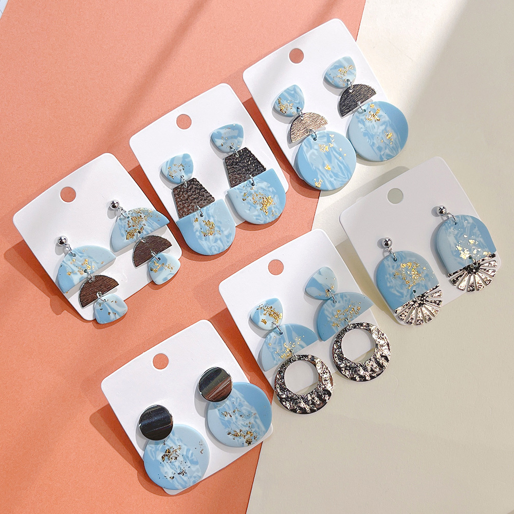 Wholesale Starry Sky sy Soft Ceramic Geometric Splicing Earrings