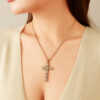 Wholesale Stainless Steel Necklace Cross Red Diamond Adjustable Non-Fading Necklace