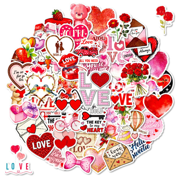 Wholesale 56pcs Pink Valentine's Day Themed Stickers
