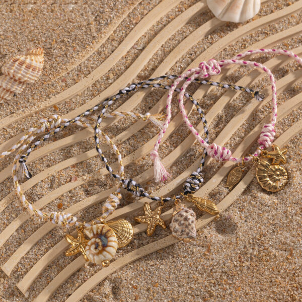 Wholesale Taina's New Creative Ocean Series Stainless Steel Bracelet Girls Ceramic Conch Titanium Steel Pendant Shell Hand Jewelry