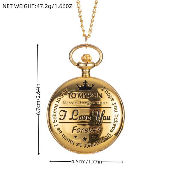 Wholesale TO MY SON Engraved Gold Pocket Watch - A Bestselling Cross-Border Product, a Vintage Commemorative Gift for Sons' Growth or Birthday.