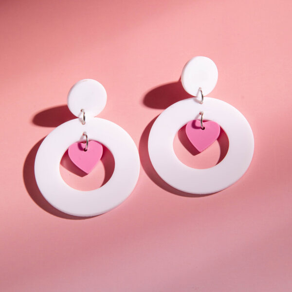 Wholesale Acrylic Hollow Printed Heart Geometric Round Flower Earrings