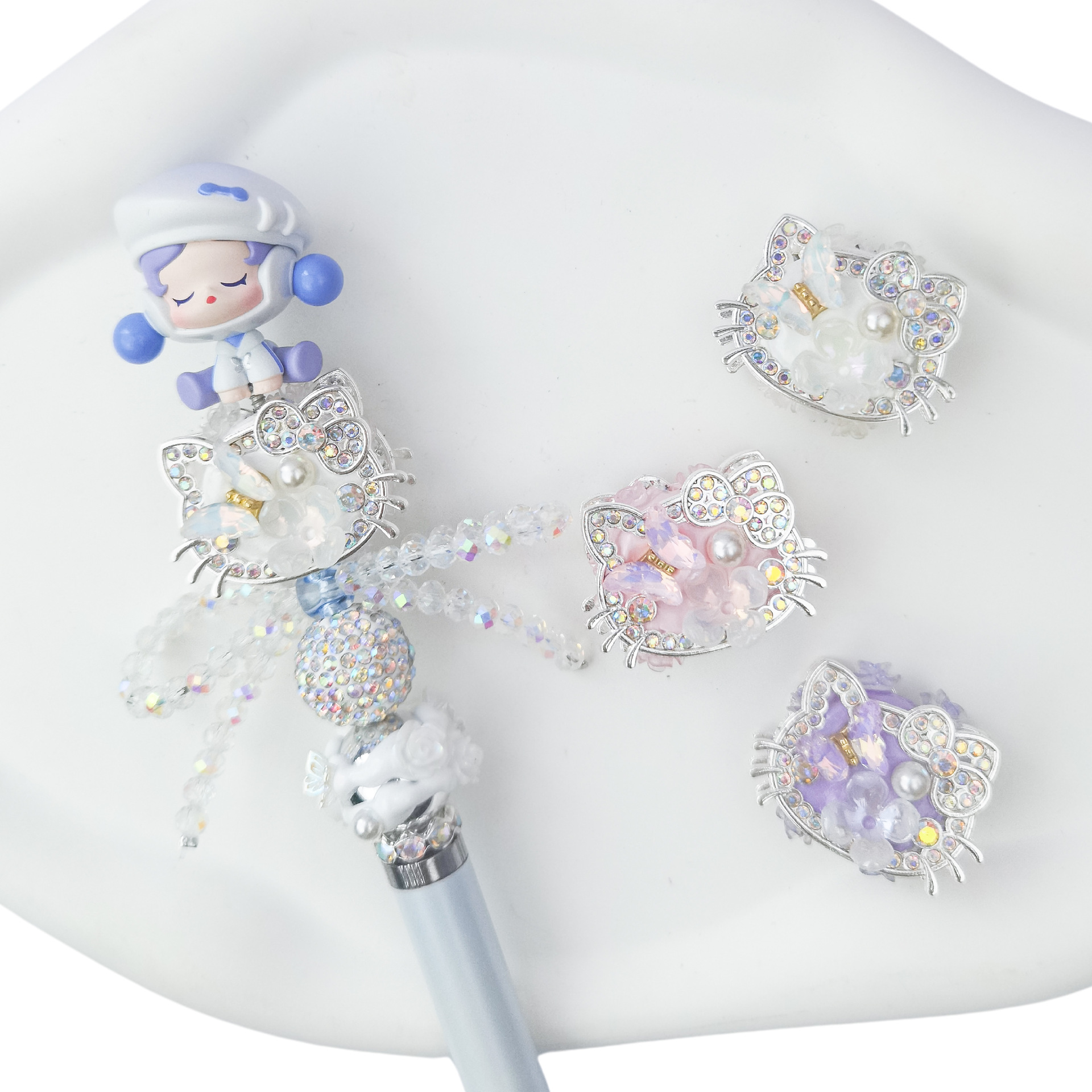Wholesale Tide Play Heavy Work Finished Products String Pen Meng Grain Pen diy Aessories KT Heavy Industry Alloy Aessories Yunmeng Yu Bead Pen