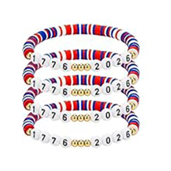 Wholesale Independence Day Surfing Style Flag Beaded Bracelet